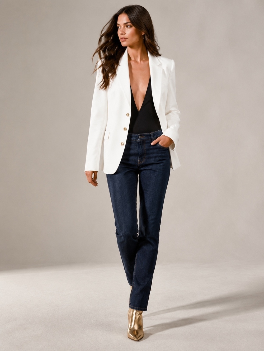NWT DION LEE $980 Ivory Cinch-Back Oversized Blazer Gold Hardware Luxe Runway - Picture 7 of 15
